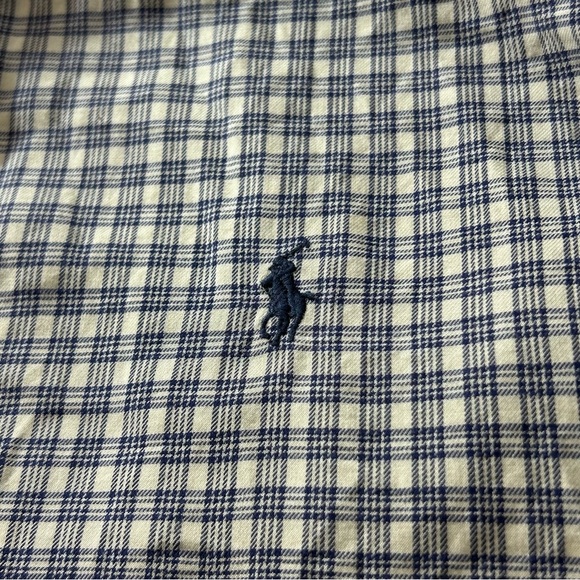 POLO Ralph Lauren Button Down Shirt Men's Yarmouth Blue Plaid Size Large Neck 16 - Picture 6 of 7